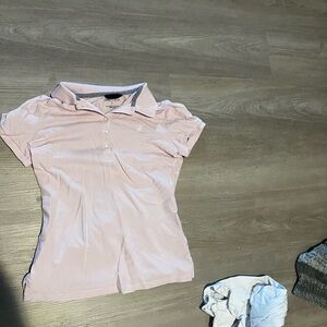 Nautica Pink Fitted Button Down Polo Shirt